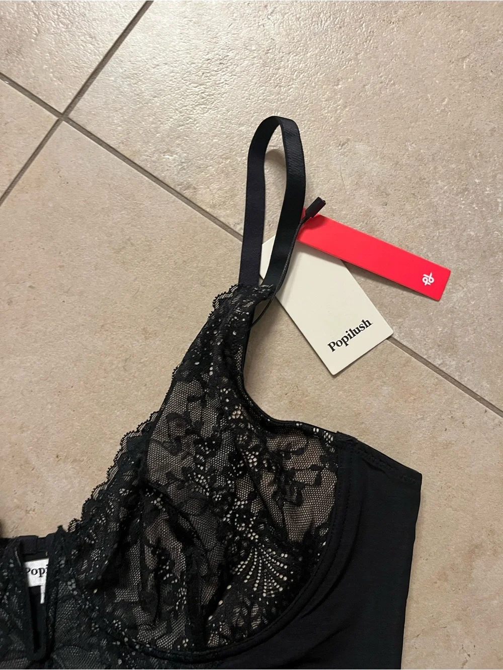 Popilush Shapewear Lace Deep V-Neck Sculpting Thong Bodysuit